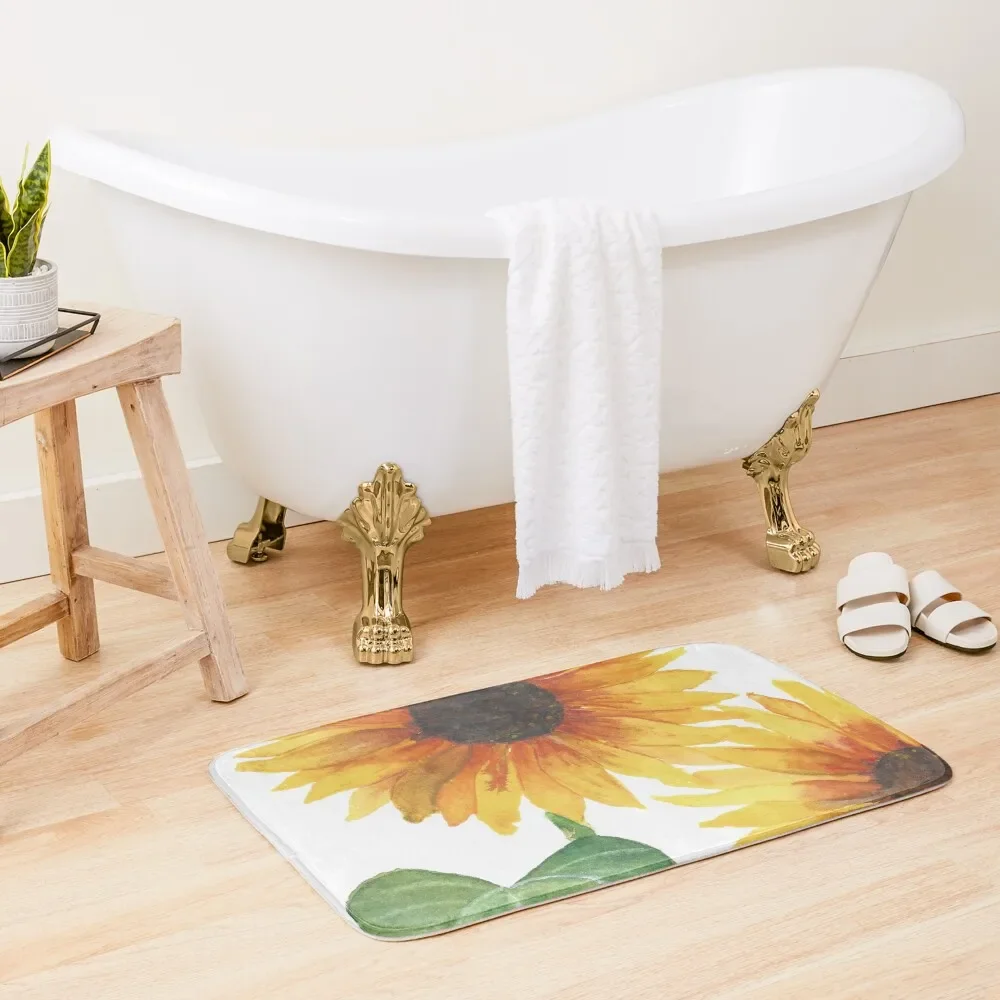 

Watercolor Sunflowers Bath Mat Bathroom Rug Accessories For Shower And Services Mat