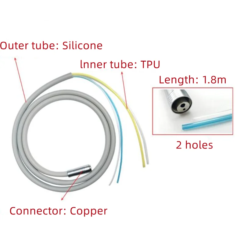 2/4 Hole Dental Silicone Hose With Fitting For High/Low Speed Air Turbine Handpiece Dental Chair Accessories