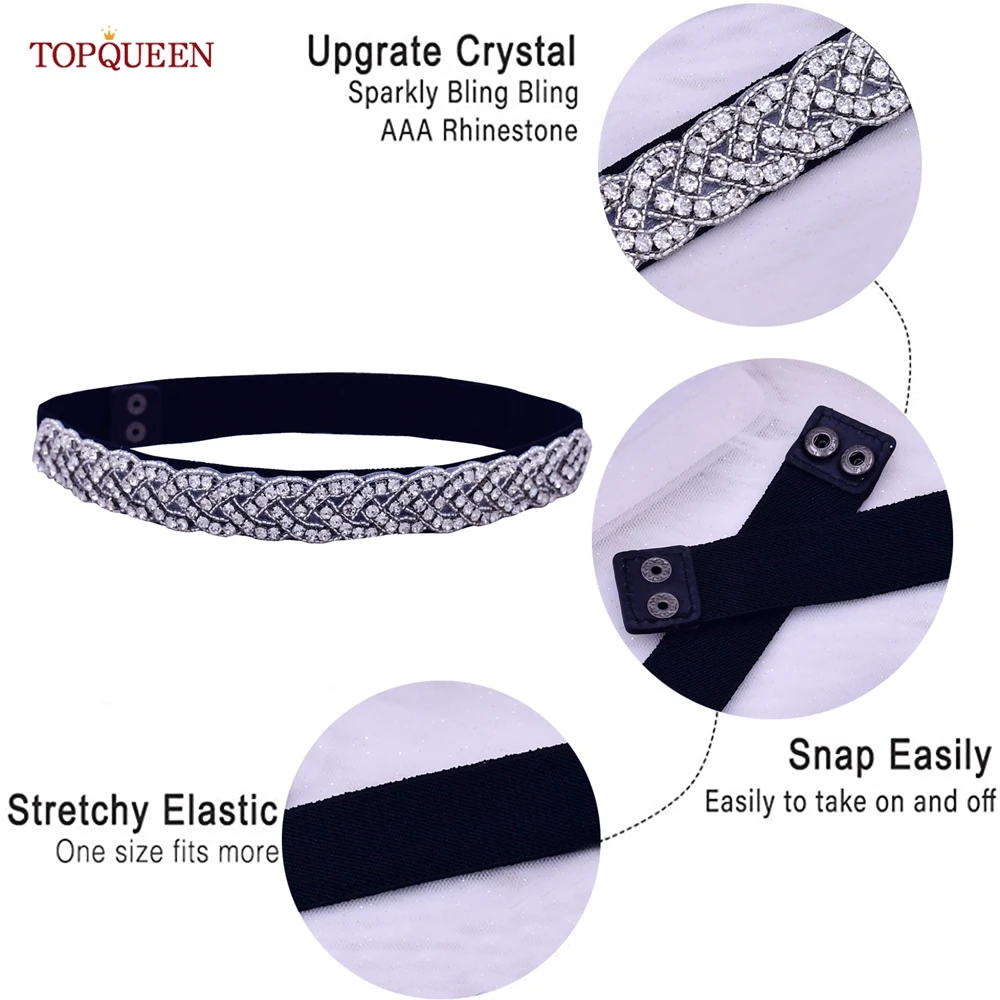 TOPQUEEN S216-D Fashion Women Belts  Female\'s Shiny Luxury Diamonds Sash Party Dress Girls For Skirts