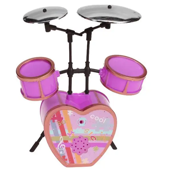 Kit de bateria rosa chocante para casa de bonecas, acessórios de música em miniatura para boneca