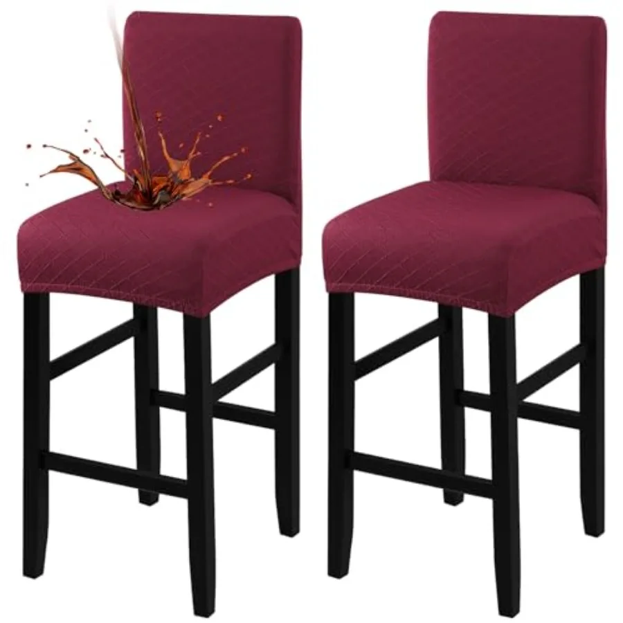 

Waterproof Bar Stool Covers 2 PCS, Stretch Pub Tall Chair Slipcover with Backs Counter Chair Cover Barstool Slipcovers Removabl
