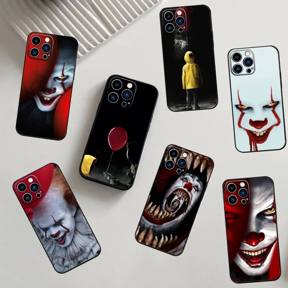 Pennywise C-Clown Horror Phone Case For iPhone 16,15,14,13,12,11,Pro,X,XS,Max,XR,Plus,Mini Soft Silicone Black Shockproof TPU