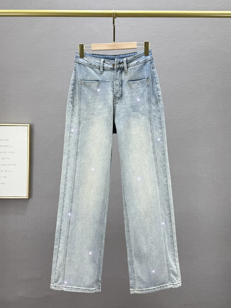 

High Waist Wide Leg Jeans Women's Trendy Spring New Loose Fit Straight Cut Extended Length Casual Vintage Wa Cotton Stretch