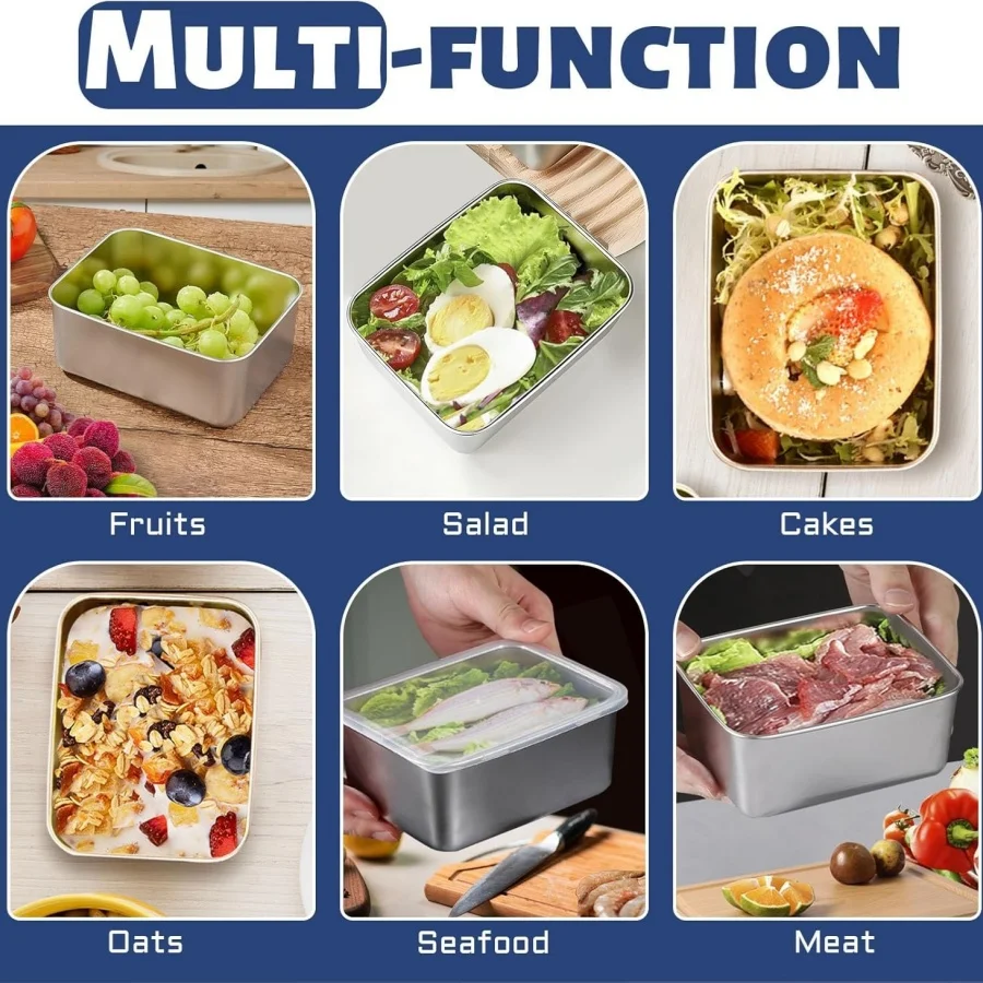 Stainless Steel fresh- keeping container with cover refrigerator refrigerating container packing box garnish box