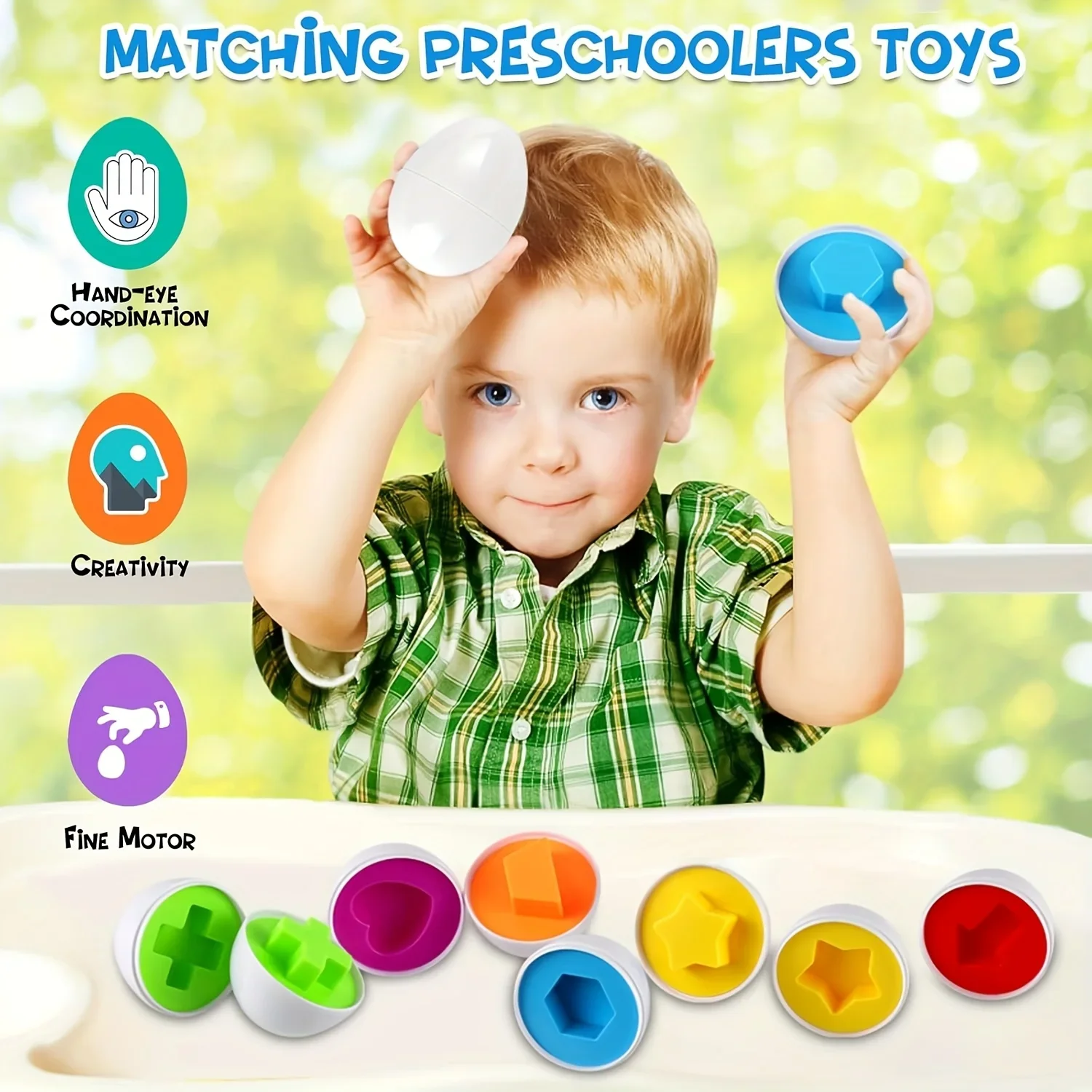 Smart Egg Montessori-speelgoed voor baby's: classificatie in kleurvorm en cognitieve bijpassende spelset