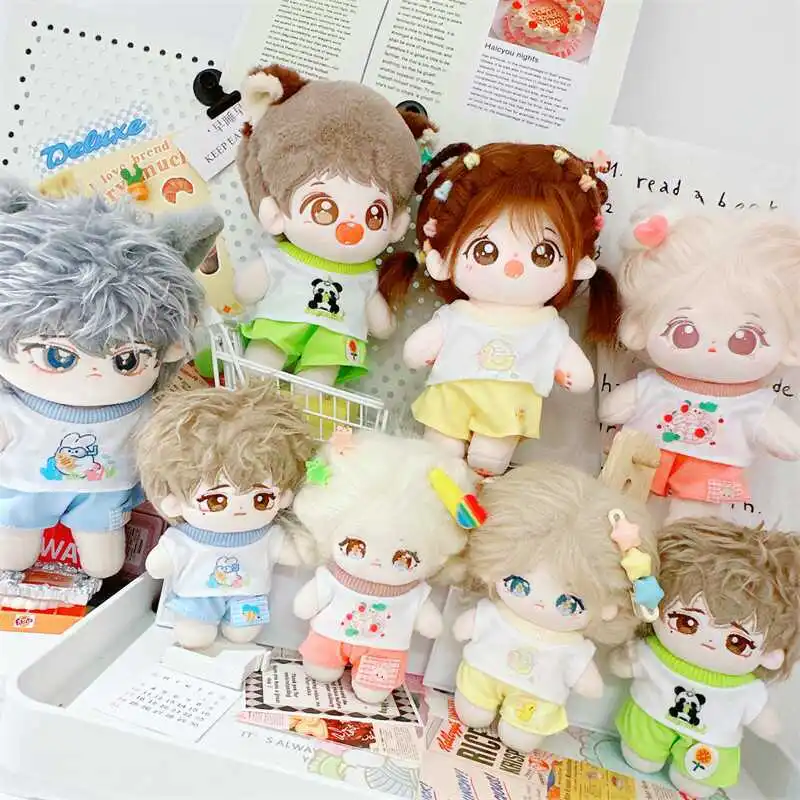 10/20cm Kawaii Candy Color Suit Cute Doll Clothes for Cartoon Animal Sleeveless Vest Shorts Set for Mini Idol Doll Clothes Gifts