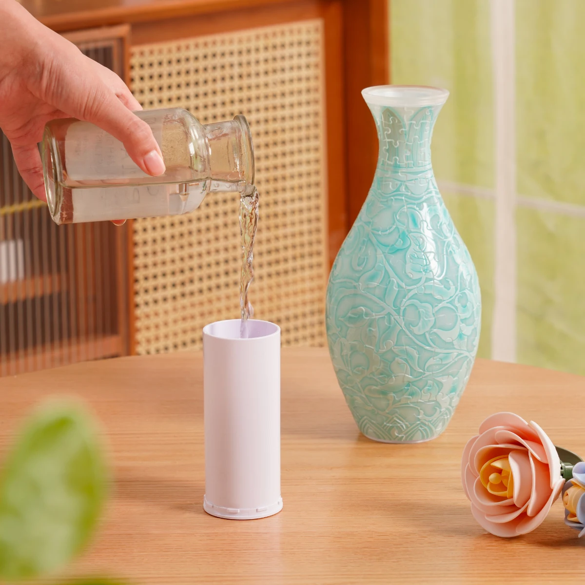 ROBOTIME 3Dパズルフラワーベース 組み立て式 スナップ式 花瓶 接着剤不要 ホームデコレーション ユニークなクリスマスプレゼント クラフトキット ティーンエイジャー 大人向け