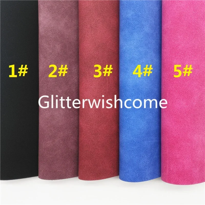 Glitterwishcome 21X29CM A4 Size Two Tones Suede Synthetic Leather, Faux Leather Fabrich Sheets for Bows GM3040A