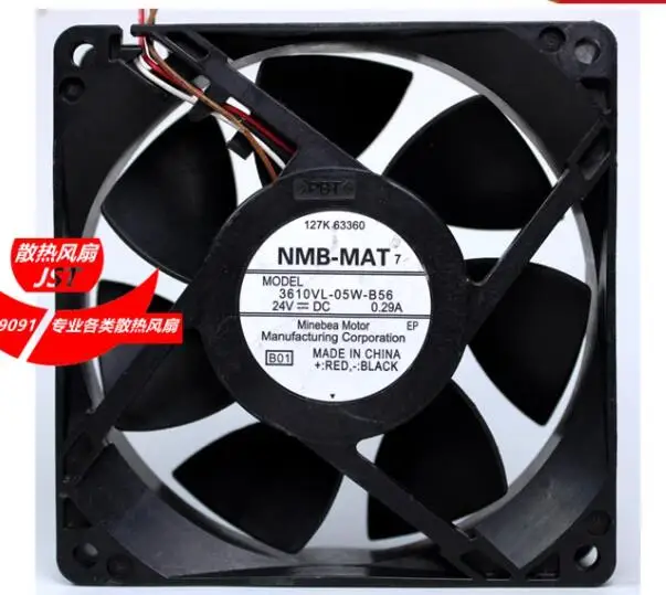 NMB 3610VL-05W-B56 DC 24V 0.29A 90x90x25mm 4-Wire Server Cooling Fan