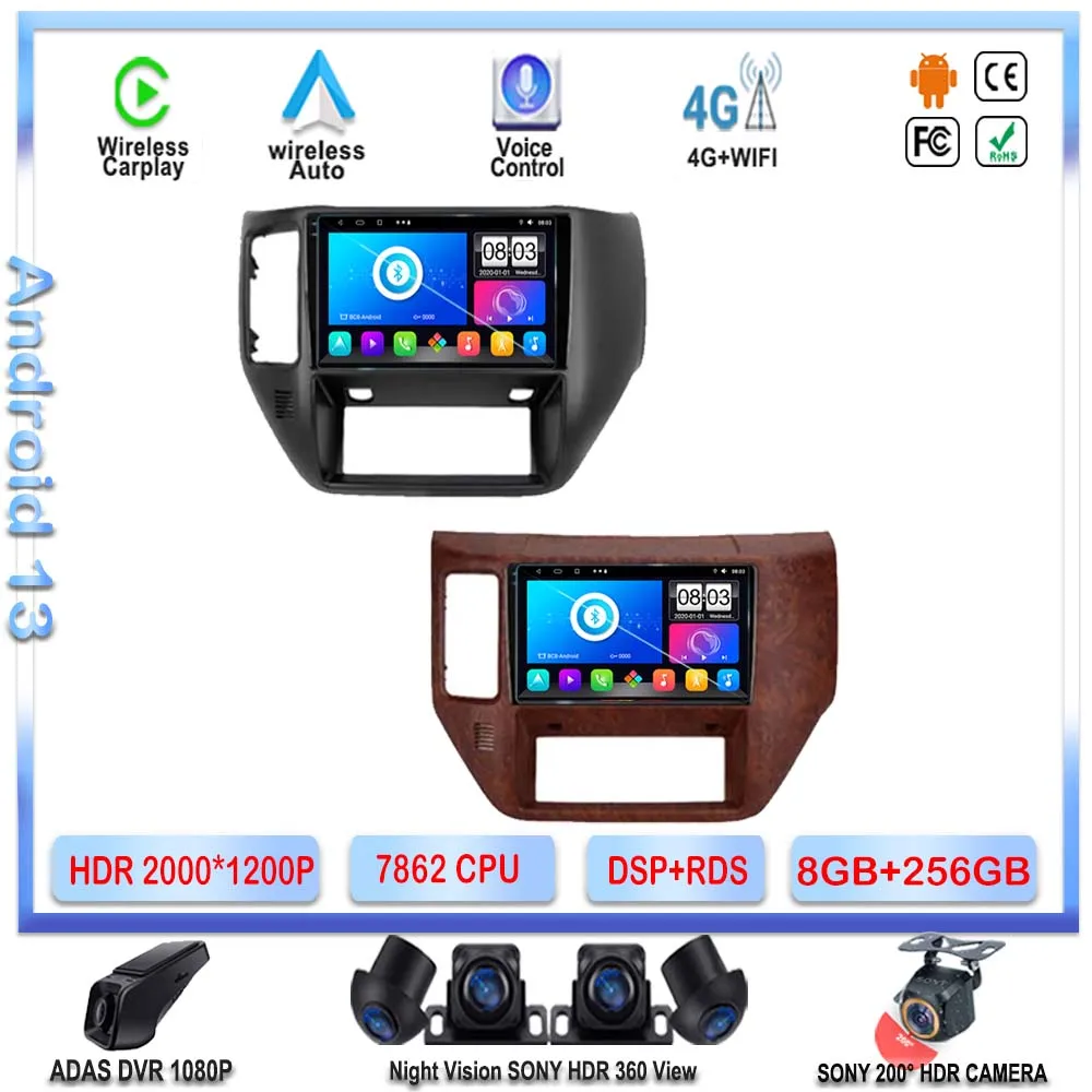 

7862 CPU Android For Nissan Patrol V 5 Y61 2004-2021 Stereo Head Unit GPS Navigation Multimedia Player QLED Screen DashCam HDR