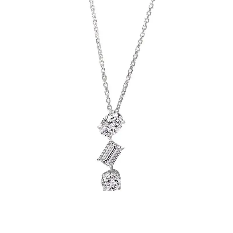 Exquisiter Romantischer Unregelmäßiger „Drei Leben Drei Welten“ Glänzender Zirkon-Anhänger Halskette für Damen Schmuck – Detail 1