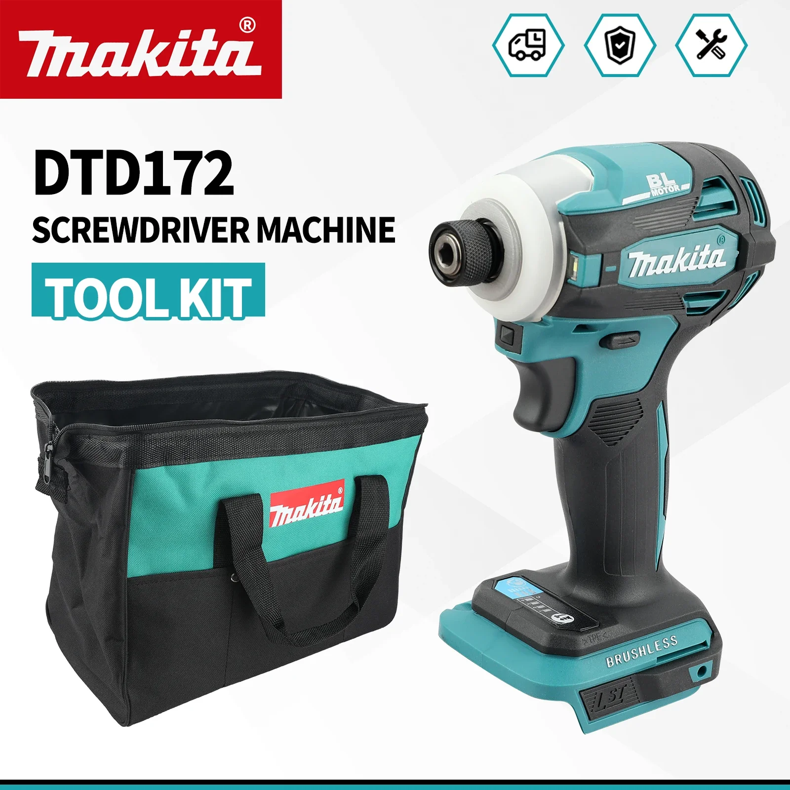 Makita Brushless Screwdriver Machine Tool Kit with Durable Storage Bag DTD172,Delivering Power and Convenience