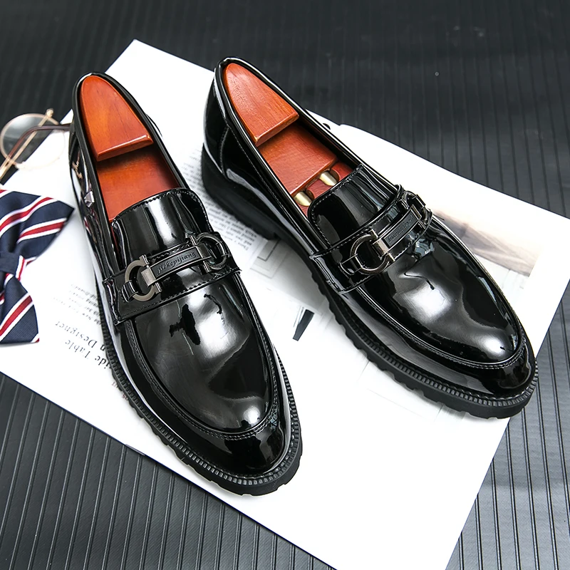 New Men Business Dress Shoes Black Thick soled Wear resistant One Step Business Fashion Brand Lefu Shoes 38-45 Men Shoes