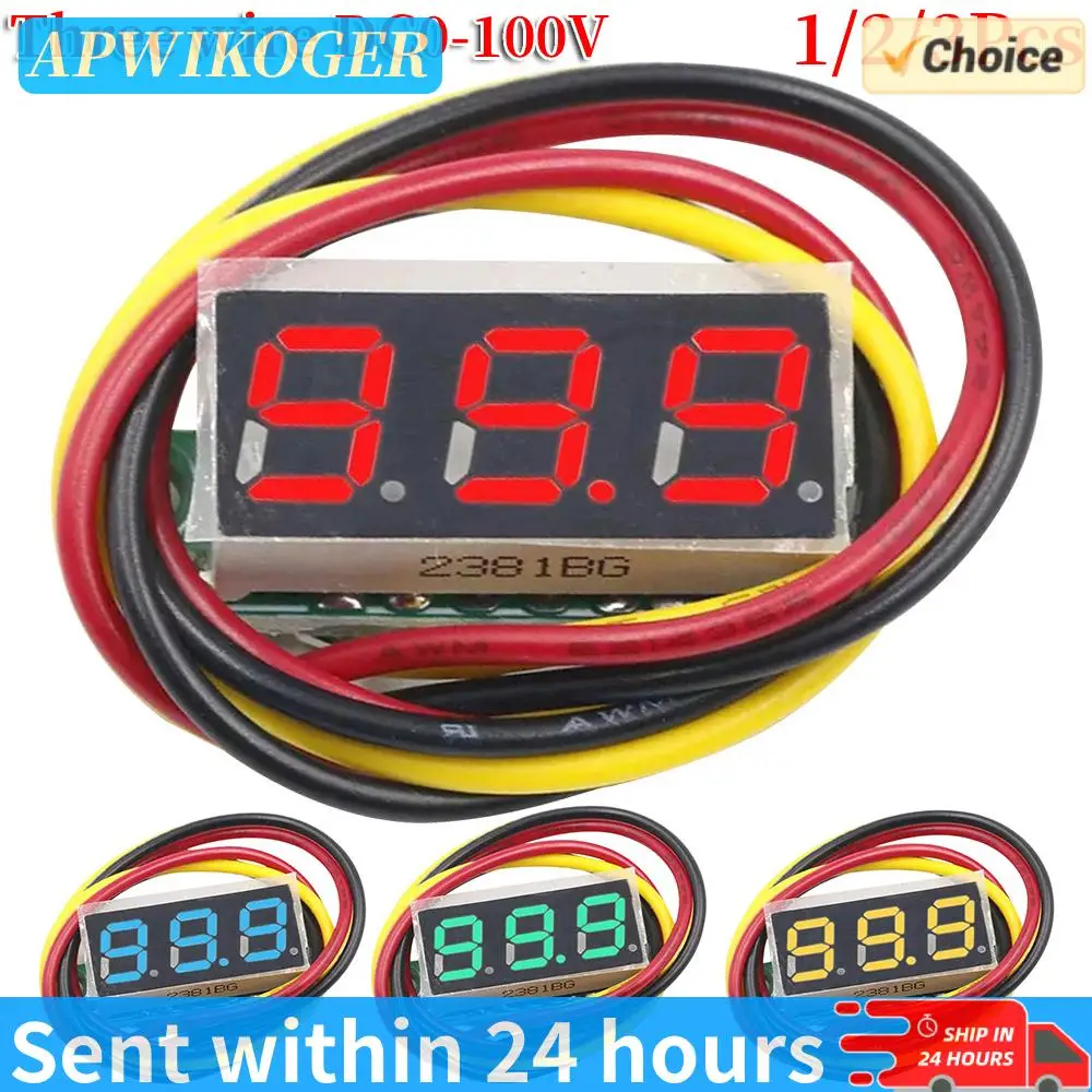 3 Wires Gauge Tester 0-100V 0.28 Inch Digital Voltage Tester Red/Blue/Yellow/Green Mini DC Voltmeter Reverse Polarity Protection