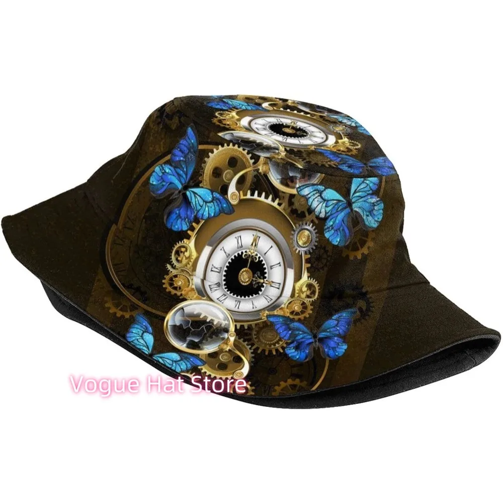 قبعة دلو Steampunk للنساء والرجال، قبعة Steam Punk Sun ذات حافة واسعة قابلة للتعبئة في الهواء الطلق