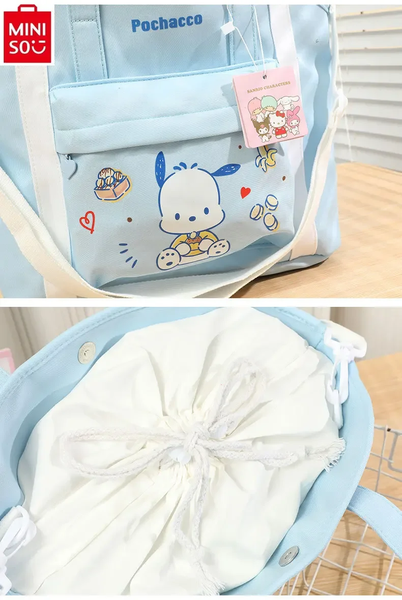 MINISO sanrio Hello Kitty Jade Gui Dog Print Large Capacity Drawstring Multi functional Storage Bag Women\'s Luggage Bag