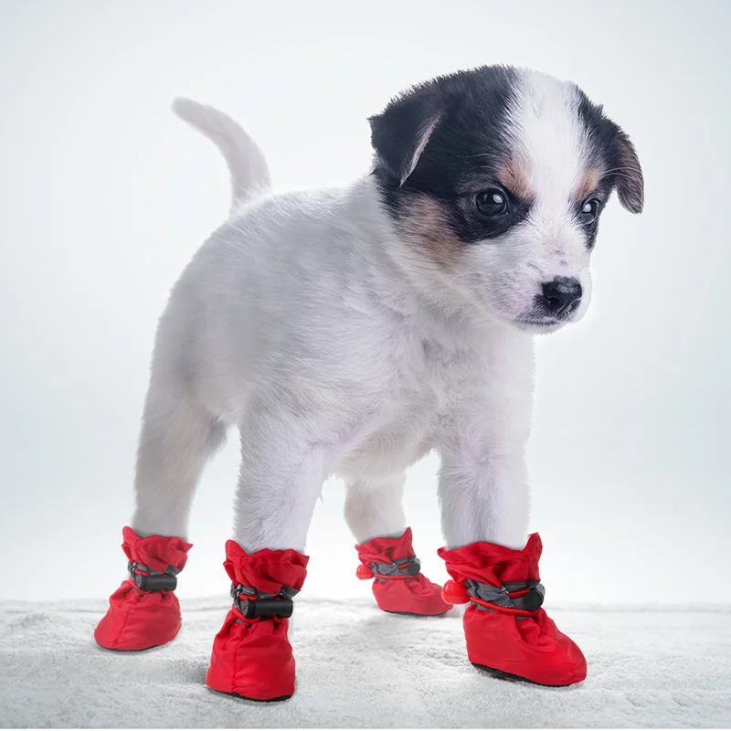 

4pc/set Waterproof Dog Pet Shoes Anti-slip Rain Boots Footwear for Small Cats Dogs Puppy Dog Pet Booties Pet Paw Accessories