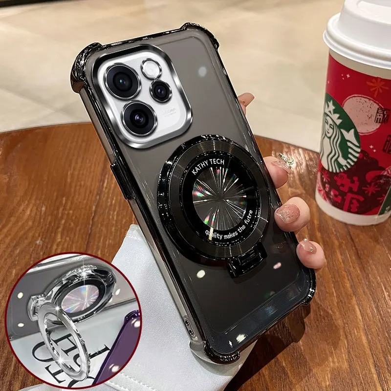 

Clear Shockproof Plating Magnetic Phone Holder Case For OPPO Reno 15 Pro Max 15F 15C Silicone Cover