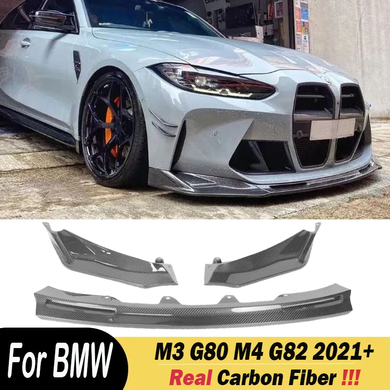 

Real Carbon Fiber ! ! ! Car Front Bumper Lip Diffuser Spoiler Splitter Body Kits For BMW M3 G80 M4 G82 2021 2022 2023 2024