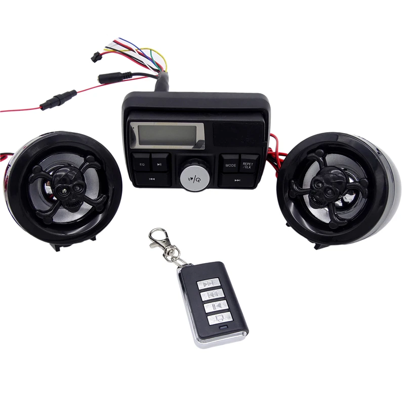 3 inch Motorcycle Alarm Waterproof Sound System FM Radio Stereo Amplifier MP3 Speakers Anti-Theft Alarm System with USB SD Slot
