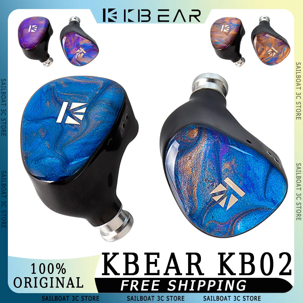 KBEAR 유선 하이파이 이어폰, 골전도 하이브리드 베이스 모니터 이어버드, 교체 가능한 IEM 케이블, 맞춤형 음악 헤드셋, KB02