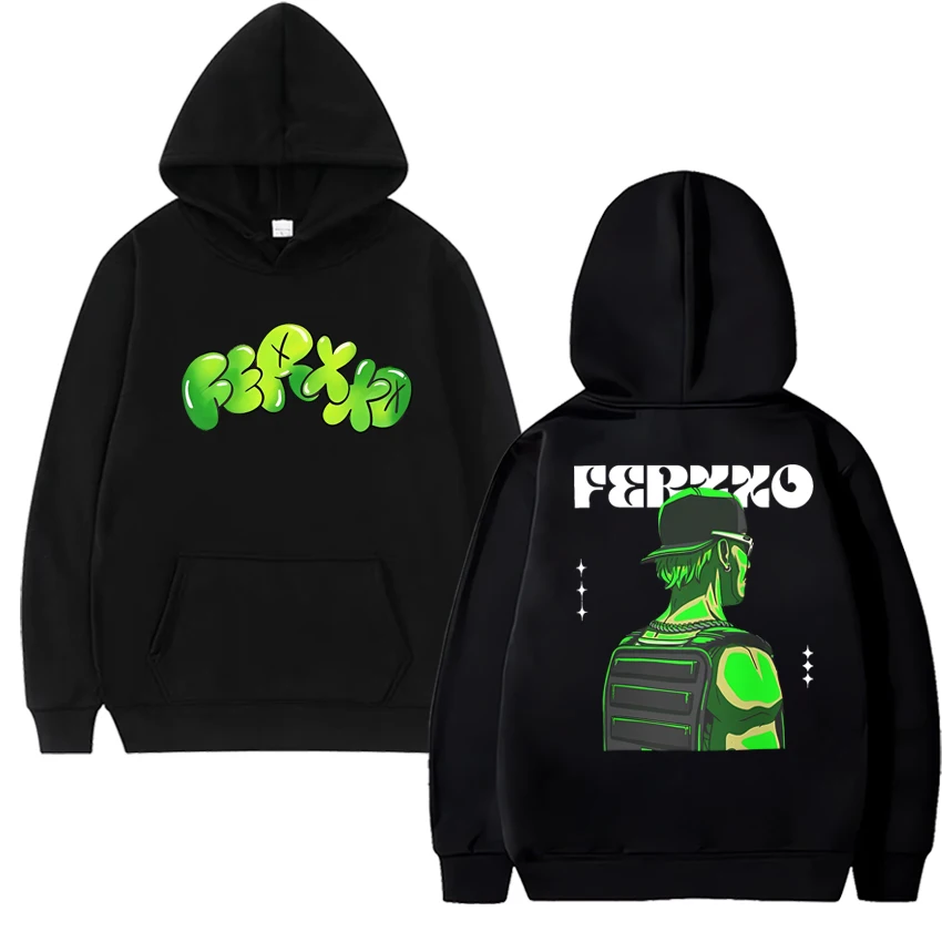 

2025 New Feid Ferxxo harajuku Double Sided print streetwear Hoodies Men women vintage hip hop pullover Unisex Fleece Sweatshirt