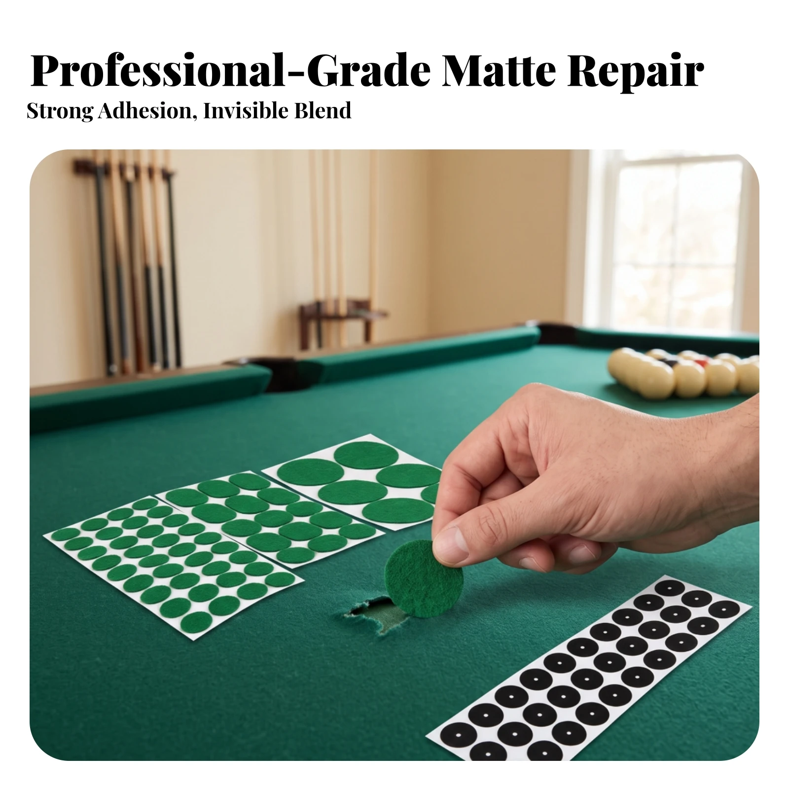 Billiard Table Cloth Repair Kit Self-Adhesive Pool Table Felt Repair Kit Accessory Convenient Quick