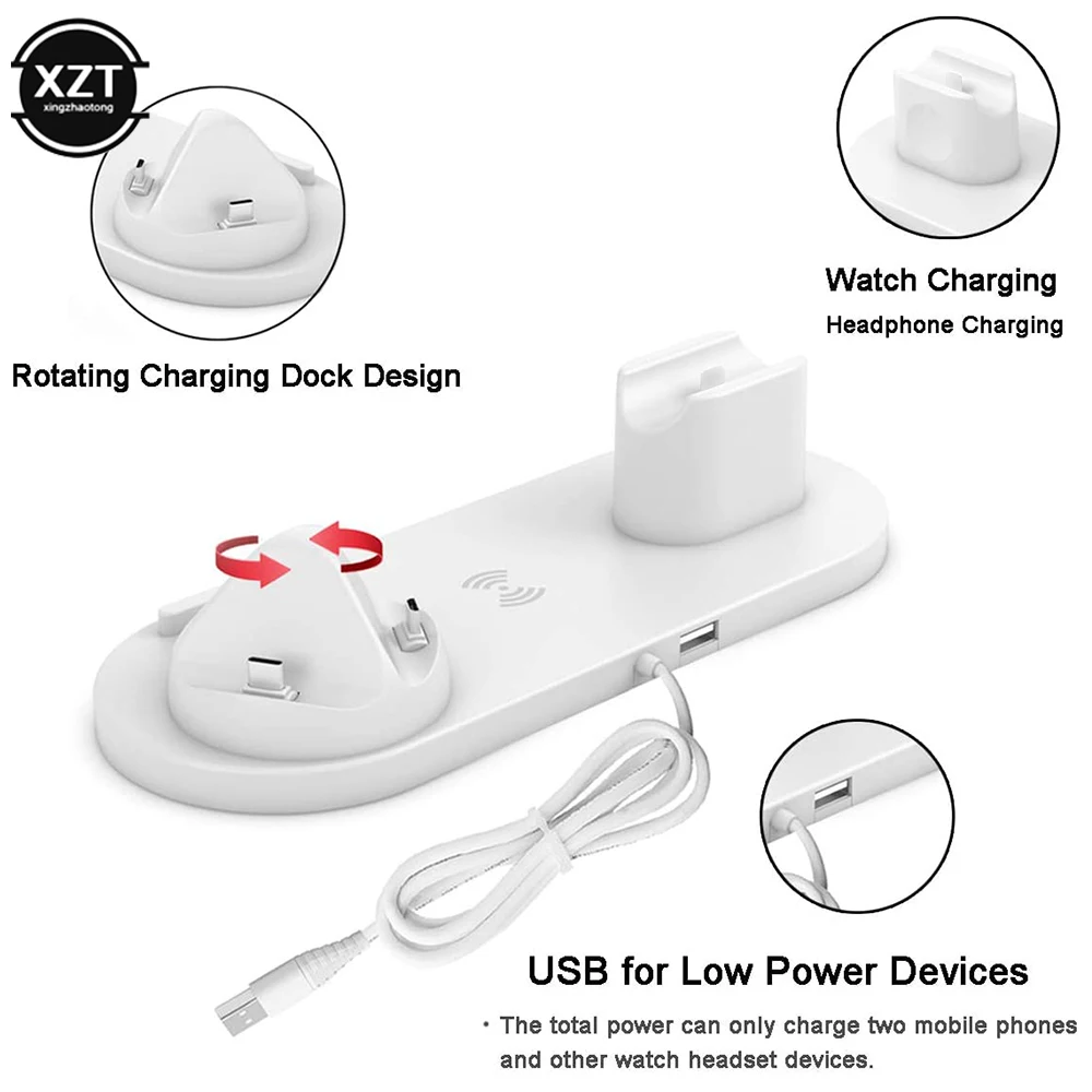 

6 in 1 Wireless Charger Multifunctional Mobile Phone Charging Bracket Suitable for Apple Huawei Android Phone Headset Watch