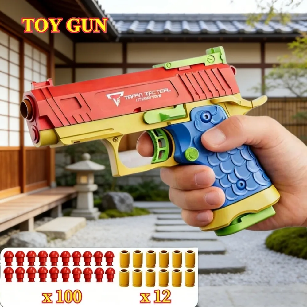 Pistola de Juguete G17/2011 con Sistema de Expulsión de Cartuchos, Disparo Continuo, Airsoft, Blowback, Balas Blandas, para Niños, Regalo de Cumpleaños