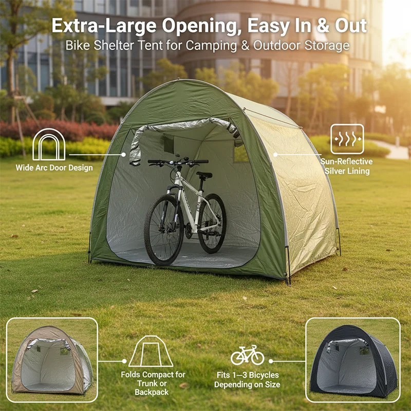 1 Pack Space‑Saving Bike Storage Shed, Portable Shelter, Patio Backyard Bicycle Storage Tent for Family Bikes