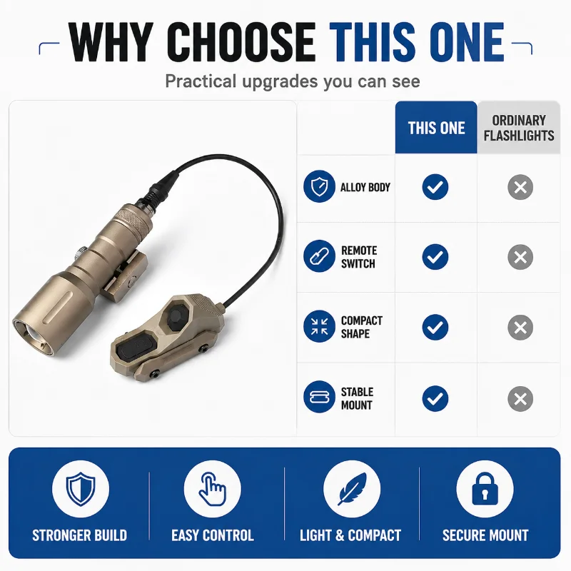 Lightweight Zoom Alloy Flashlight with External Wired Button - Collectible Toy Fittings