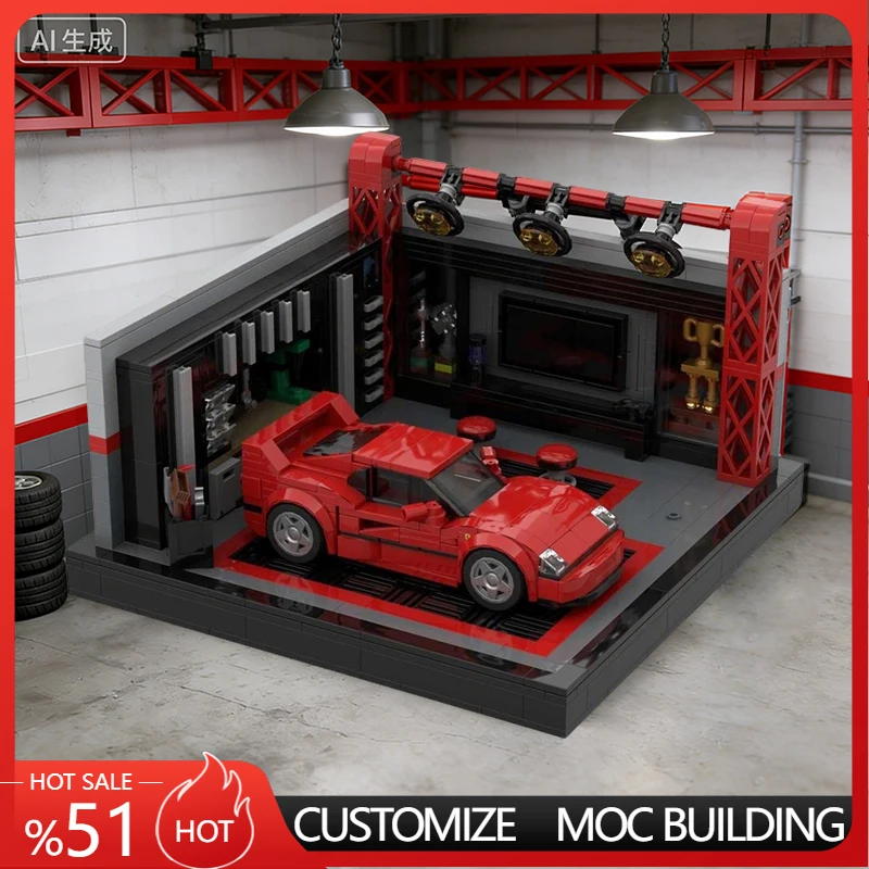 753 PCS Construction Ultimate Car Garage Display Diorama MOC Customize Modular Building Block Simple DIY Toy Christmas Gift