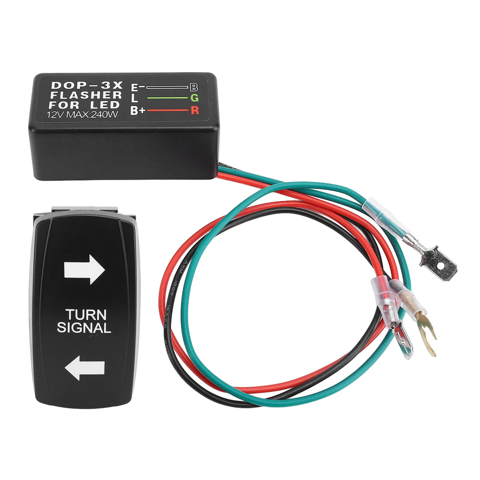 DC12-24V Turn Signal Rocker Switch with Flasher Green LED for ATV UTV RV Vehicle Off Road Pickup Tractor Boat Motorcycle