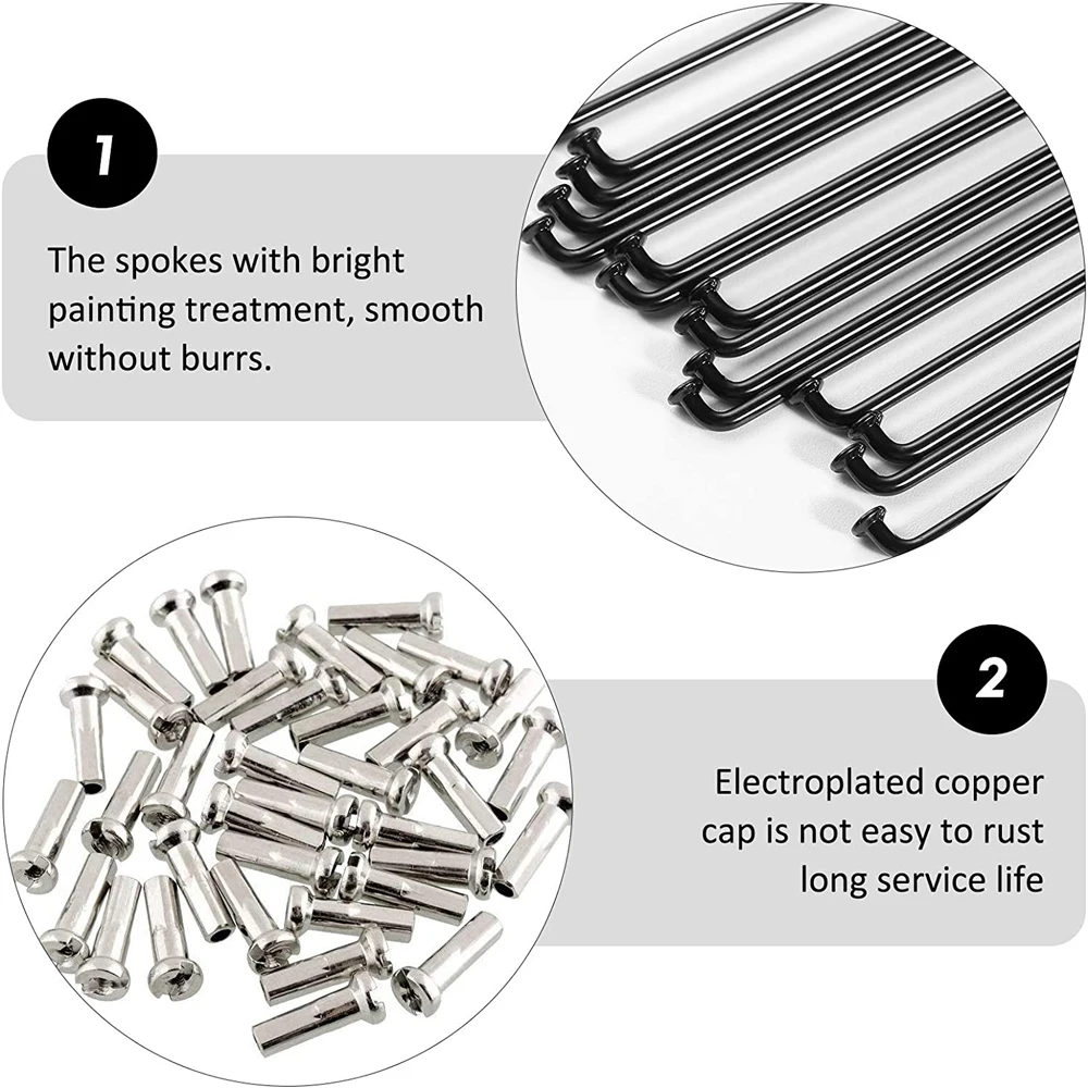 اكسسوارات الدراجة الدراجة الجبلية السوداء 26 بوصة 170 مللي متر-290 مللي متر 700C عجلات دراجة المتحدث المتحدث الحلمات دورة المتحدث الفولاذ المقاوم للصدأ #6