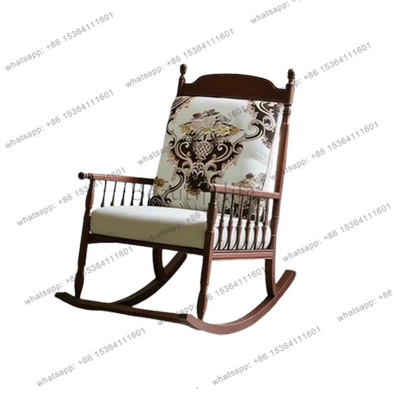 YJ Trending Nordic Wooden Chairs Luxury Cushion Balcony Floor Rocking Chairs Adult Lazy Reading Sillones Relax Furnitures