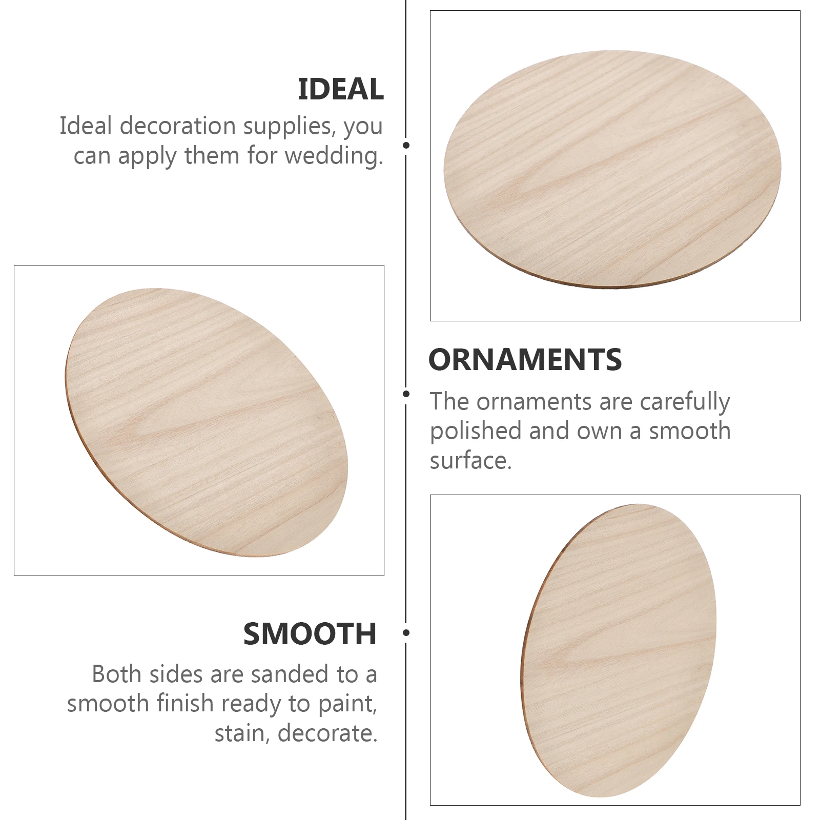 

9pcs Wood Slice Decoration Durable Smooth Ideal Wedding Christmas Halloween New Year Birthday Round Cutout Sewing