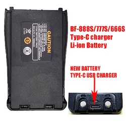 Baofeng-Batería de BF-888S tipo C, cargador compatible con Baofeng 777s, 1500mAh, BF-666S, Walkie Talkie, accesorio de Radio bidireccional