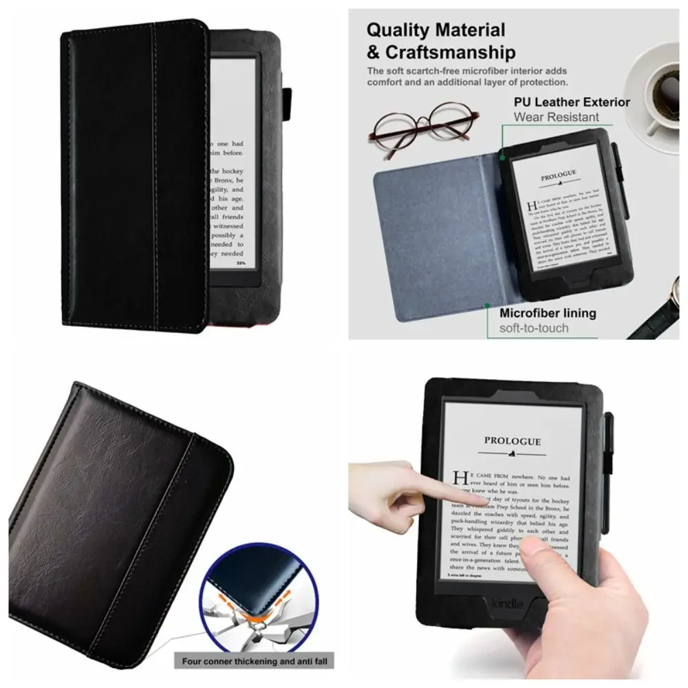 6 Inch E-Reader Case Auto Sleep/Wake Shockproof Folio Cover Microfiber Lining Leather for Kindle Paperwhite 1 2 3