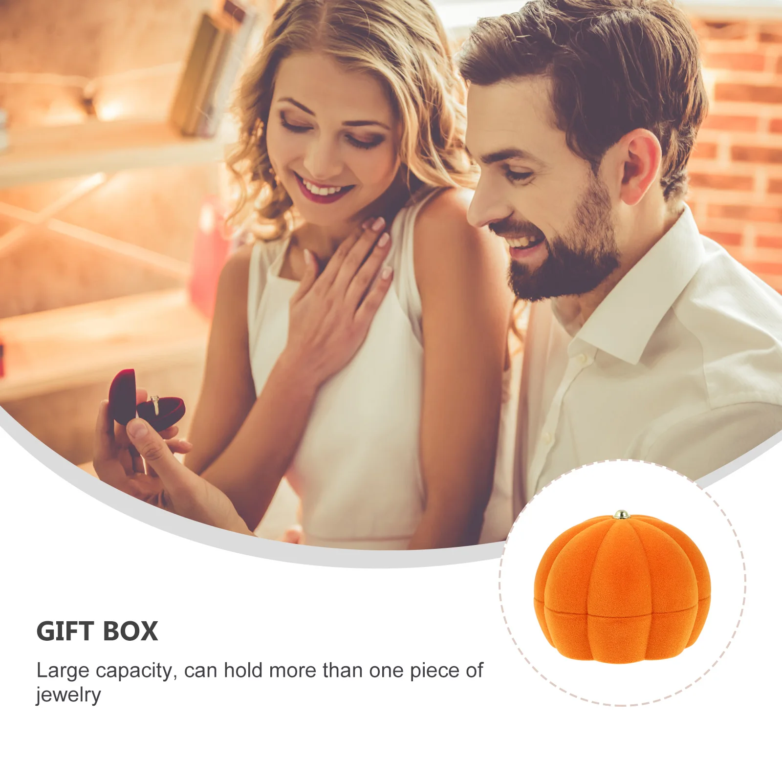 

2pcs Pumpkin Shaped Jewelry Boxes for Wedding Rings Engagement Holder Velvet Lined Case Studs Necklace Storage Gifts