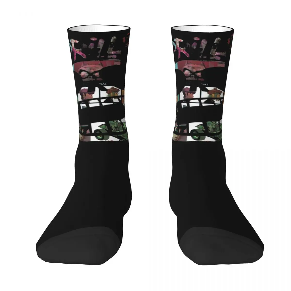 Calcetines Unisex acogedores con estampado 3D, calcetines para correr, banda de música fresca, Gorillaz, monopatín interesante, cuatro estaciones