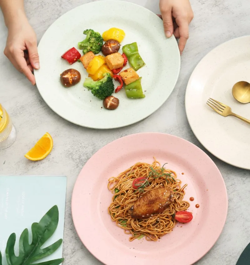 Nordic Blue Green Cream Pink Dinner Plates Set - 1/4/10PCS Eco-Friendly Lightweight Polypropylene Kitchen Tableware for Dining