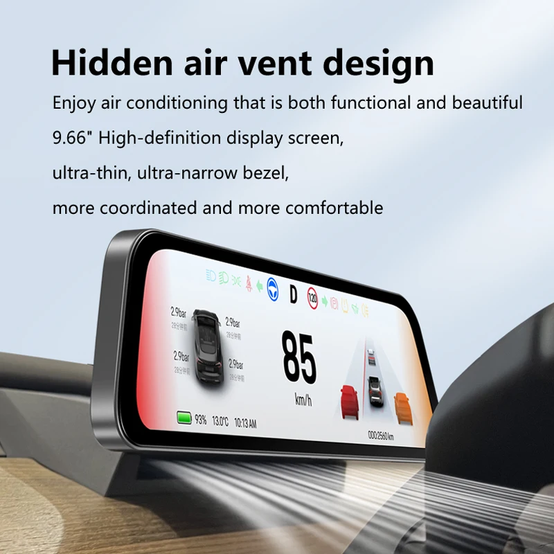  New 9.66'' Wireless CarPlay & Android Auto Dashboard For Tesla Model Y Juniper & Model 3 Highland Smart Instrument Cluster  view 2