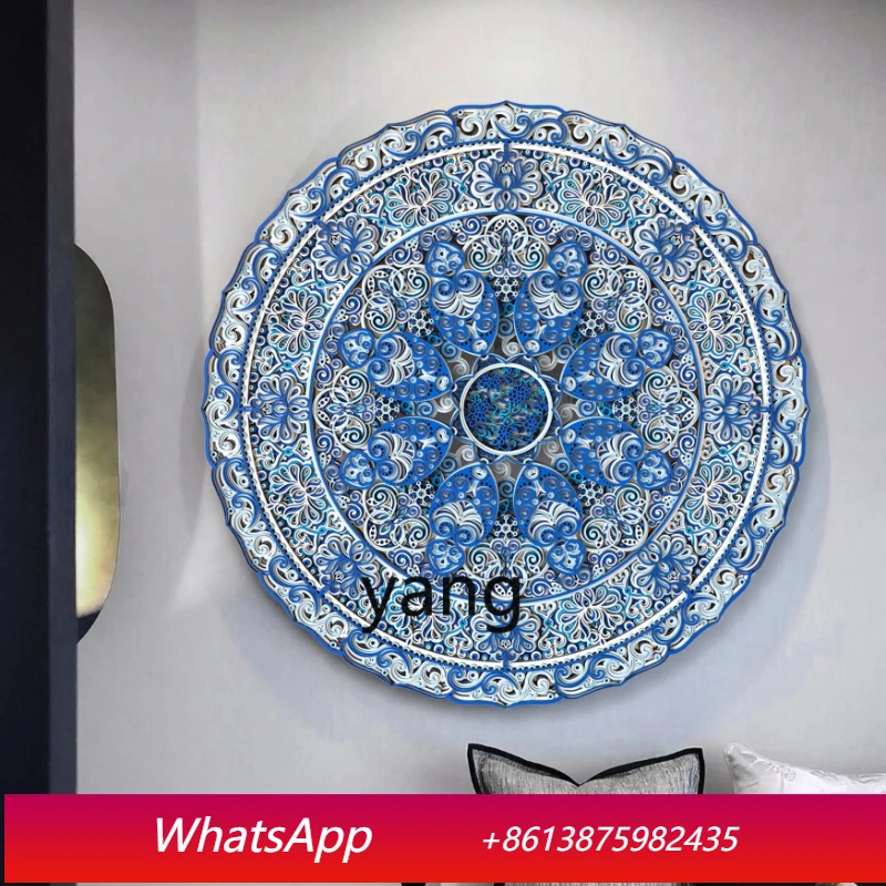 LMM Stacked Carved round Entrance Painting Living Room Art Painting Restaurant Decoration Painting Light Luxury