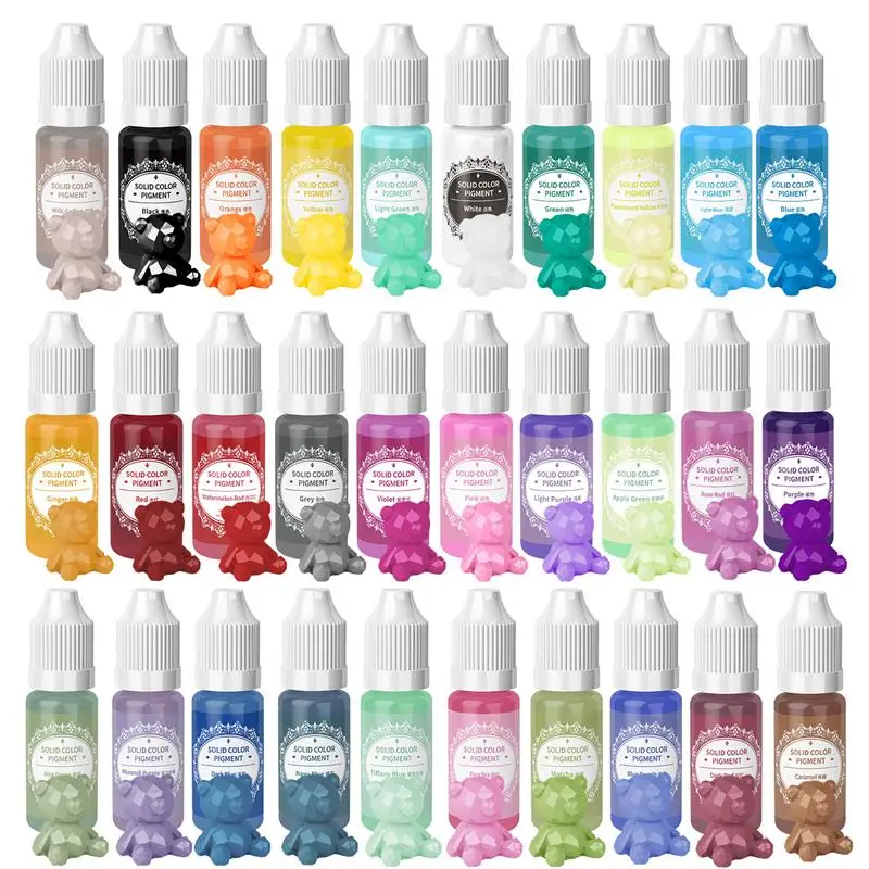 30 Colors 10ml Solid Pastel Color Crystal Drop Glue Candle Soap Colorant Oily Pigment DIY Jewelry Candle Making Tool Accessories