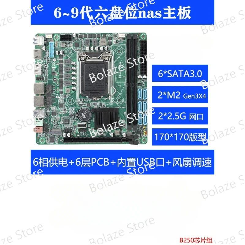 B250 NAS Small Server Motherboard Synology Dual M.2 Supports 6th-9th Gen U  CS2