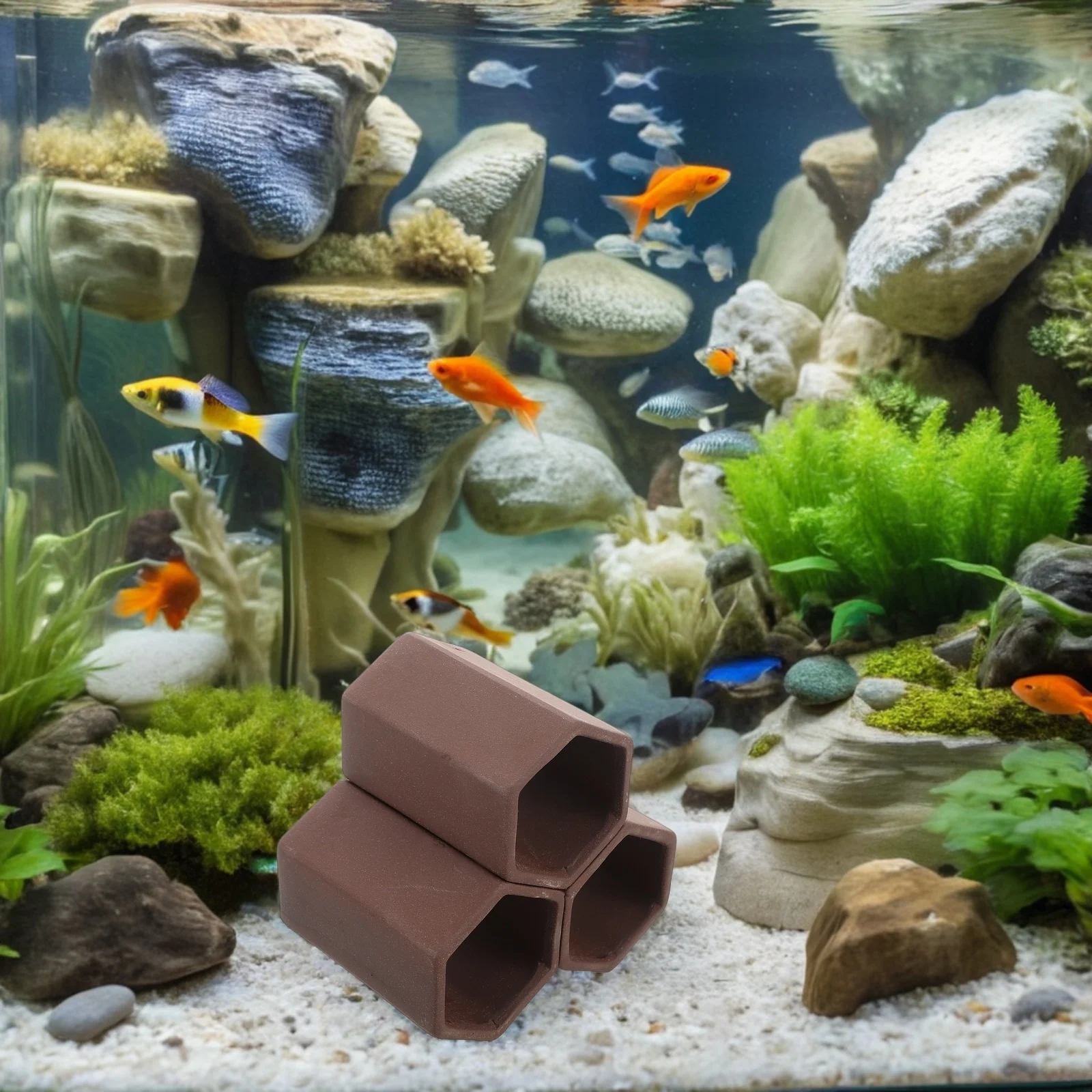 

Pottery Aquarium Cave for Shrimp Hiding and Spawning Breeding Habitat Shelter Decorative Fish Tank Accessory Natural Look