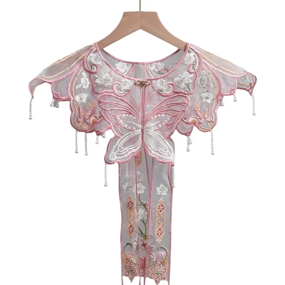 Ancient Style Hanfu Cloud Shoulder Women Fake Collar Shawl for Graduation Gown Traditional Chinese Accessory Match Horse-Face