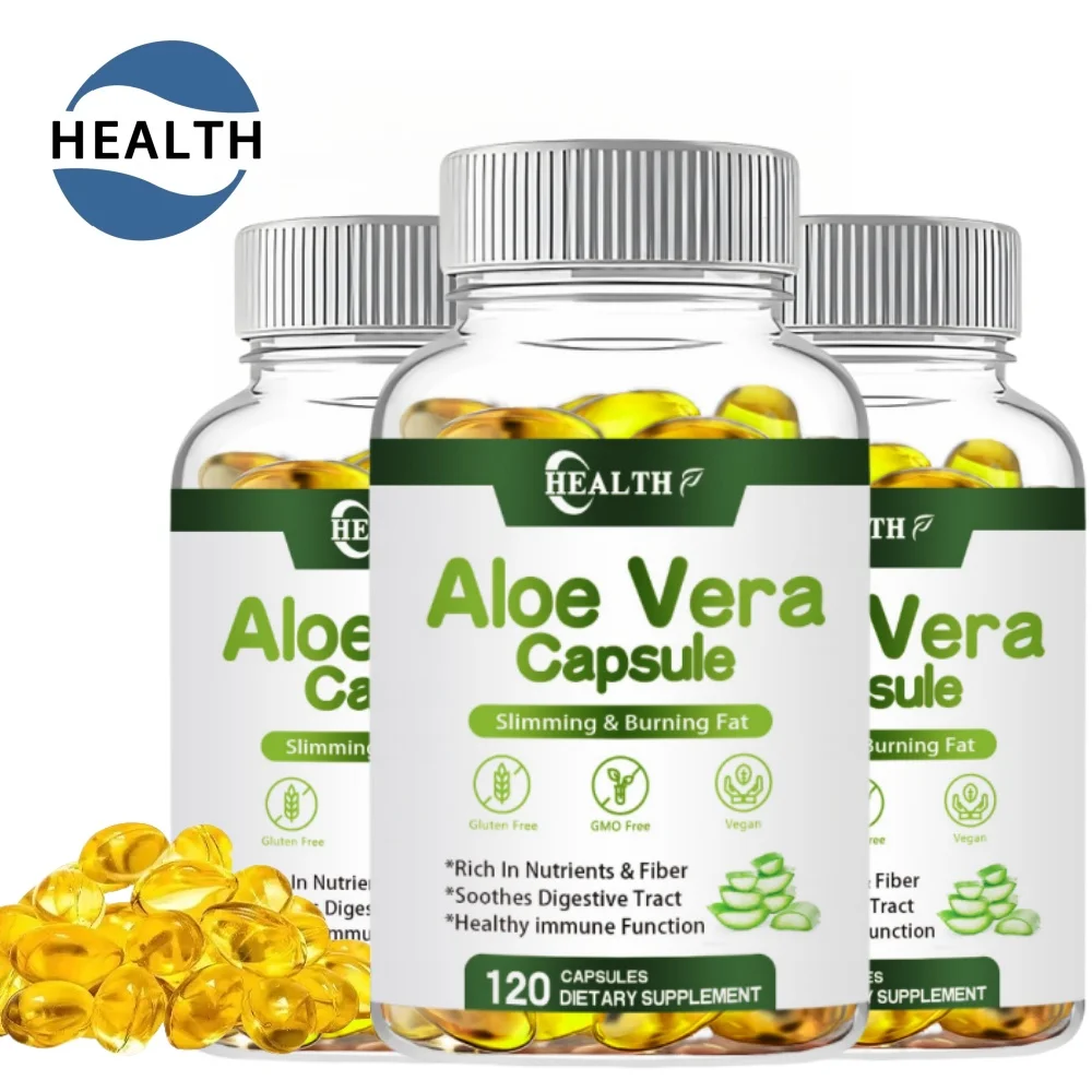 

Real aloe 50,00mg aloe gel, each containing organic aloe (120 capsules) for digestion