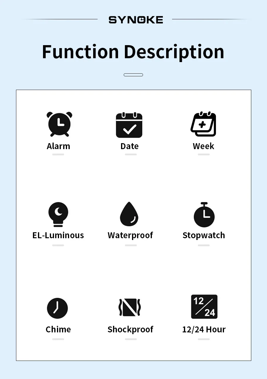 SYNOKE Student Digitaluhr Unisex Sportuhr Multifunktions Sport Wasserdicht Leuchtende LED Klassische Uhr für Männer und Frauen – Detail 5
