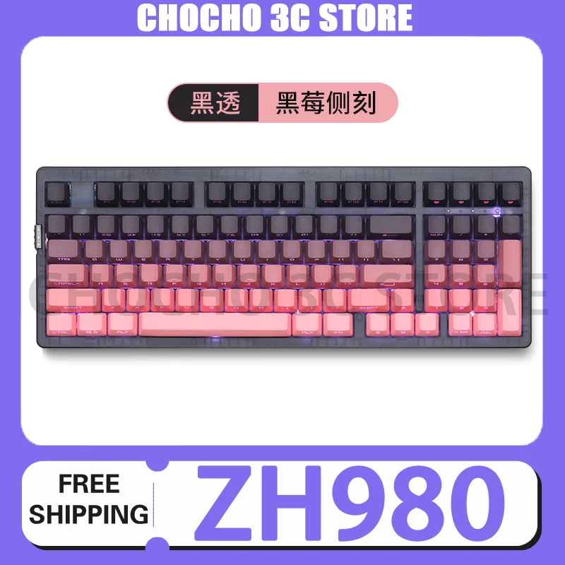 

Zh980 Side Printed Keyboard 97key Customize Rgb Pbt 2.4g Three-Mode Wireless Gasket Keyboard Hot Swap Usb For Win/Mac Computer